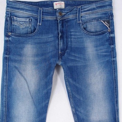 Mens Replay M914 ANBASS Stretch Slim Tapered Blue Jeans W32 L34