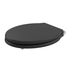 Matt Black Wood MDF Toilet Seat Soft Closing Bottom-Fixing Bathroom Loo