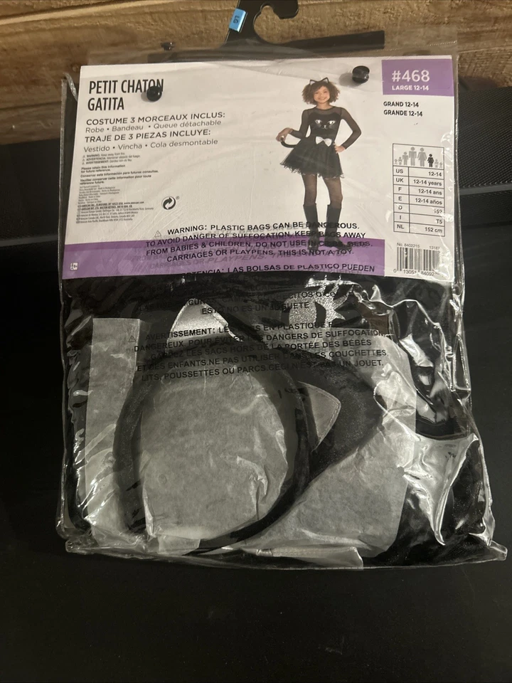 Disfraz de Gatito Gatito - Vestido, Cola y Diadema 3 Piezas Niño Talla Grande 12-14 Foto 2 de 4