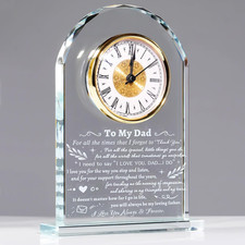 to My Dad Clock Gifts from Daughter Son, Laser Engraving Glass Clock Gift for Fa