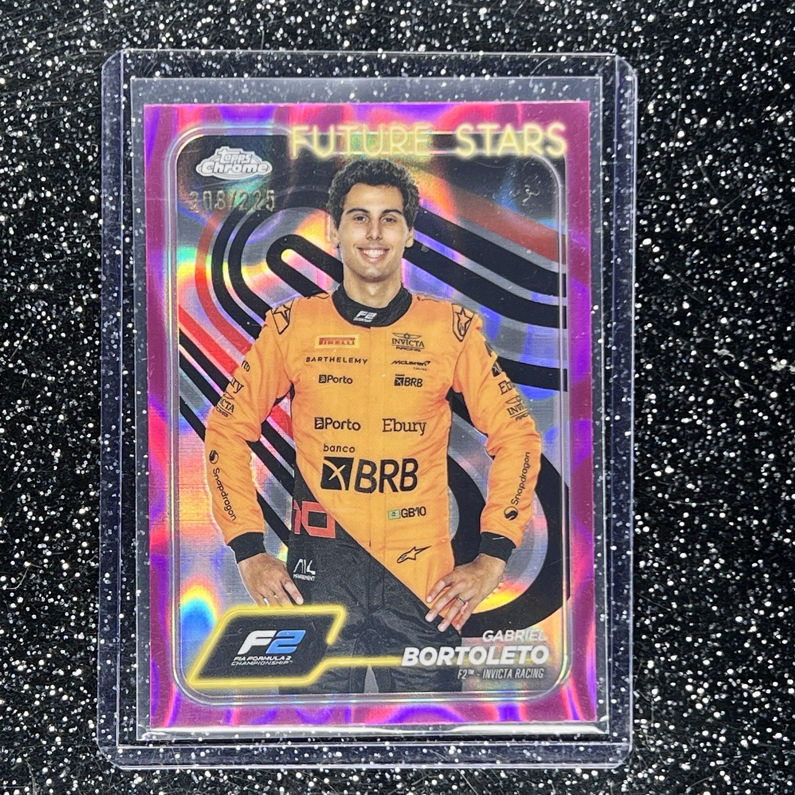 2024 Topps Chrome F1 Future Stars Gabriel Bortoleto #28 Fuchsia Refractor /225