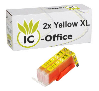 2 CANON Patronen CLI551 Chip yellow Drucker IP7250 MG6450 MG6350 MX725 MX925