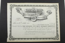 Kansas City MO Belt Railway $100 Stock Shares BLANK 1890s Certificate #135 L971A
