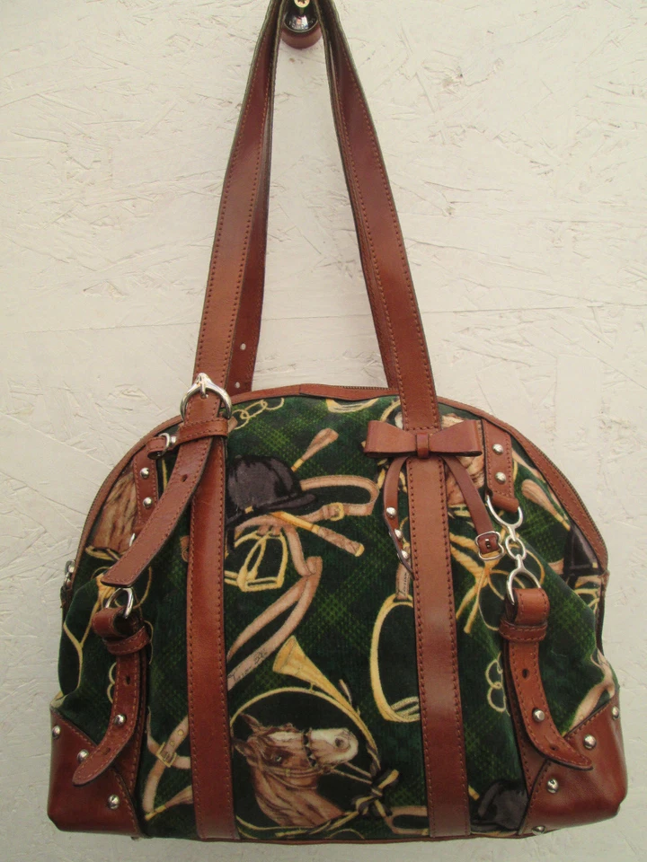 -Sac à main TOSCA BLU cuir et coton vintage bag - Photo 1/4