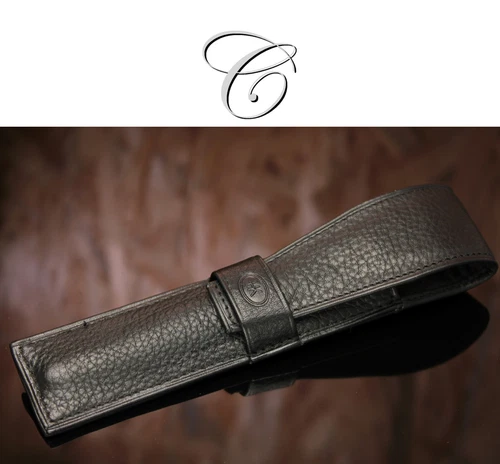 Hans Kniebes - Étui de Stylo En Noir Cuir Véritable pour 1 Instrument D'Écriture