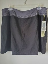 NWT Tangerine Women's Swim Skort Size XXL Black and Dk Grey Sm Zippered Pocket