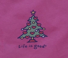 Large NWT Women's Life is Good Family Tree Christmas RELAXED Fit LS Crusher Tee