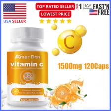 Natural Vitamin C Vegetarian Capsules -1500mg of vitamin C per serving US STOCK