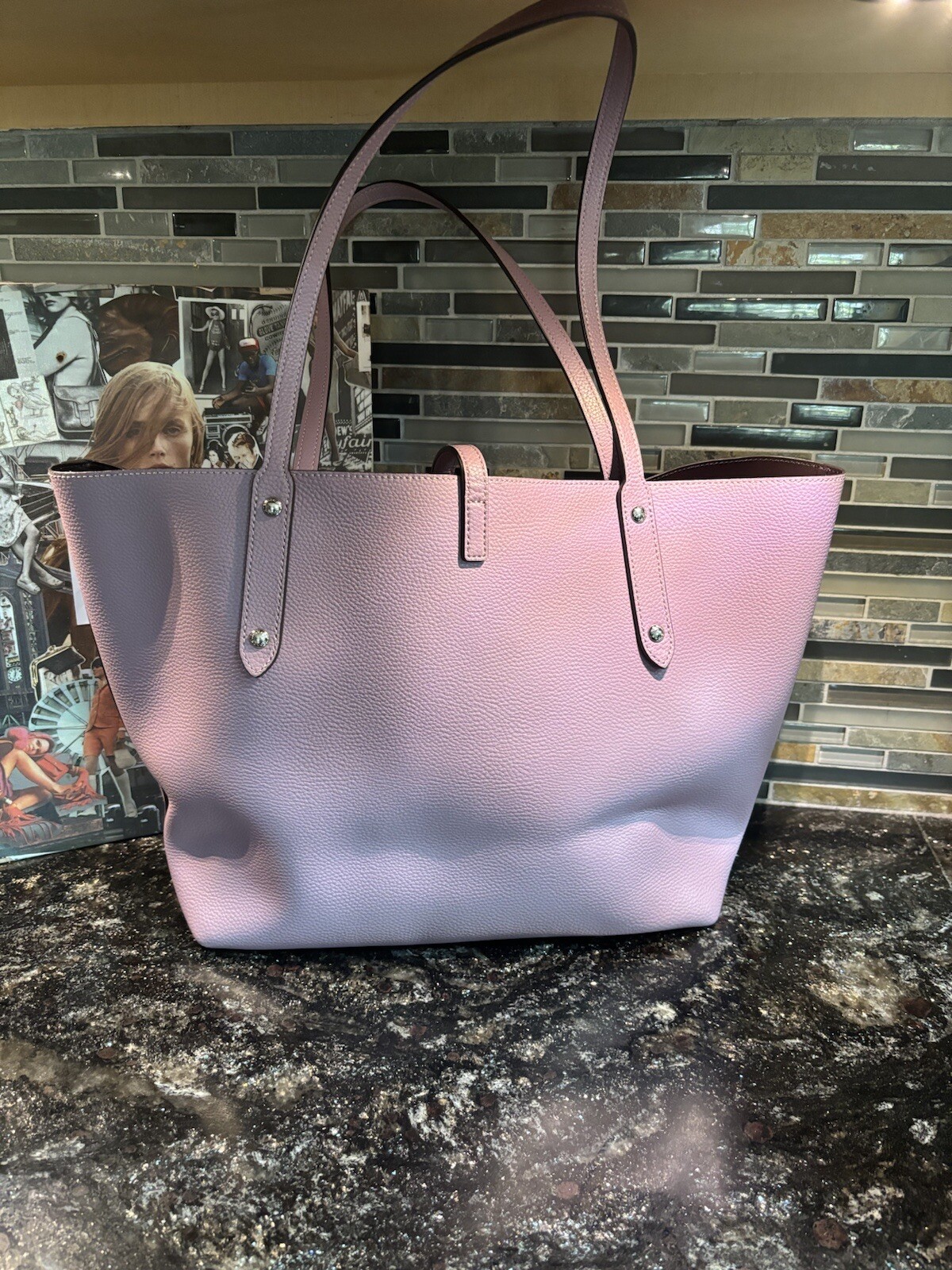 Coach 58849 MARKET TOTE Leather Large Lilac image 2