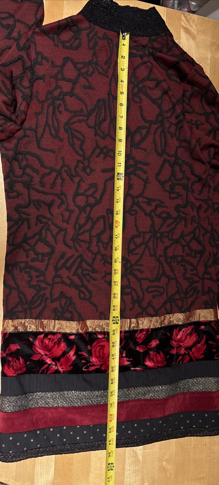 Chicos Red Patchwork Duster Kimono Open Front Siz… - image 12