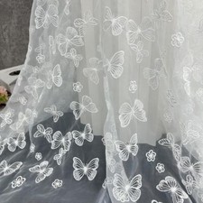 Embroidered Butterfly Organza Lace Fabric for Veils Wedding Dress Gown Sewing