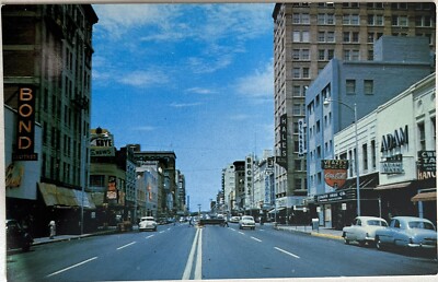 Oklahoma City Main Street Coca Cola Sign Postcard c1950