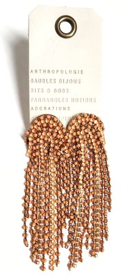 Anthropologie Beaded Crystal Waterfall Earrings Mango Multi 14k Gold Plated NWT