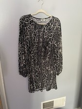 Show Me Your Mumu Snake Print Tunic Mini Dress Long Sleeve Brown Black Boho M