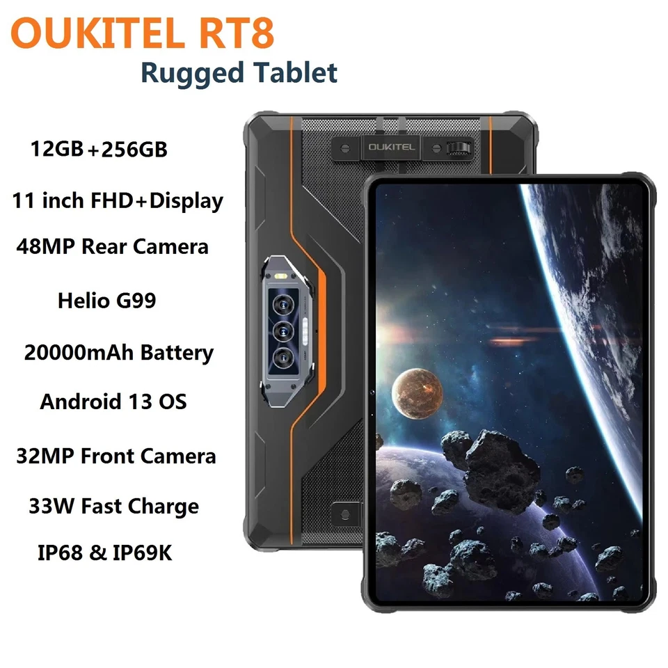 20000mAh Oukitel RT8 Robust Tablets 16GB+256GB 11" 48MP Quad-Kameras Android 13 - Bild 2 von 4