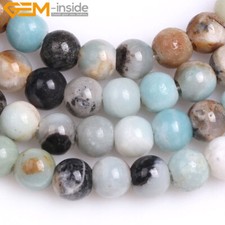 Mixed Color Amazonite Gemstone Big Hole Beads For Jewelry Making Strand 15''