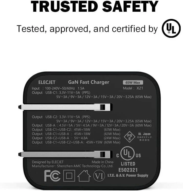 USB Type C Fast Charger 65W GaN quick Charger for Huawei iPhone Samsung Univers - Image 3 of 4
