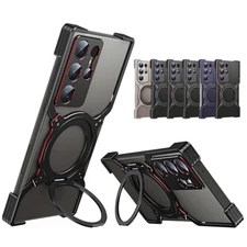 Shockproof Rotatable Mag Safe Stand Frameless Case For Samsung Galaxy S24 Ultra