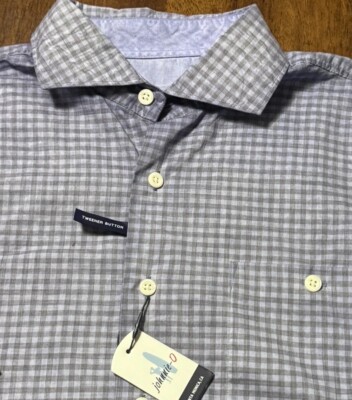 JOHNNIE-O DOC HANGIN' OUT BLOOM BLUE SHORT SLEEVE PLAID BUTTON SHIRT SZ S
