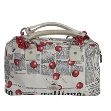 John Galliano Y2K Cherry Gazette Newspaper Print Boston Bag Made in Italy