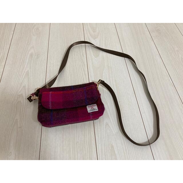 Harris Tweed Red Pochette Shoulder Bag Unisex Knit Wool Limited Edition Classic