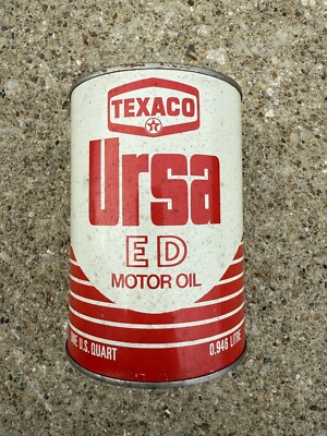 Texaco Ursa ED Motor Oil Can - Extra Duty Motor Oil - FULL 1 QUART TIN CAN