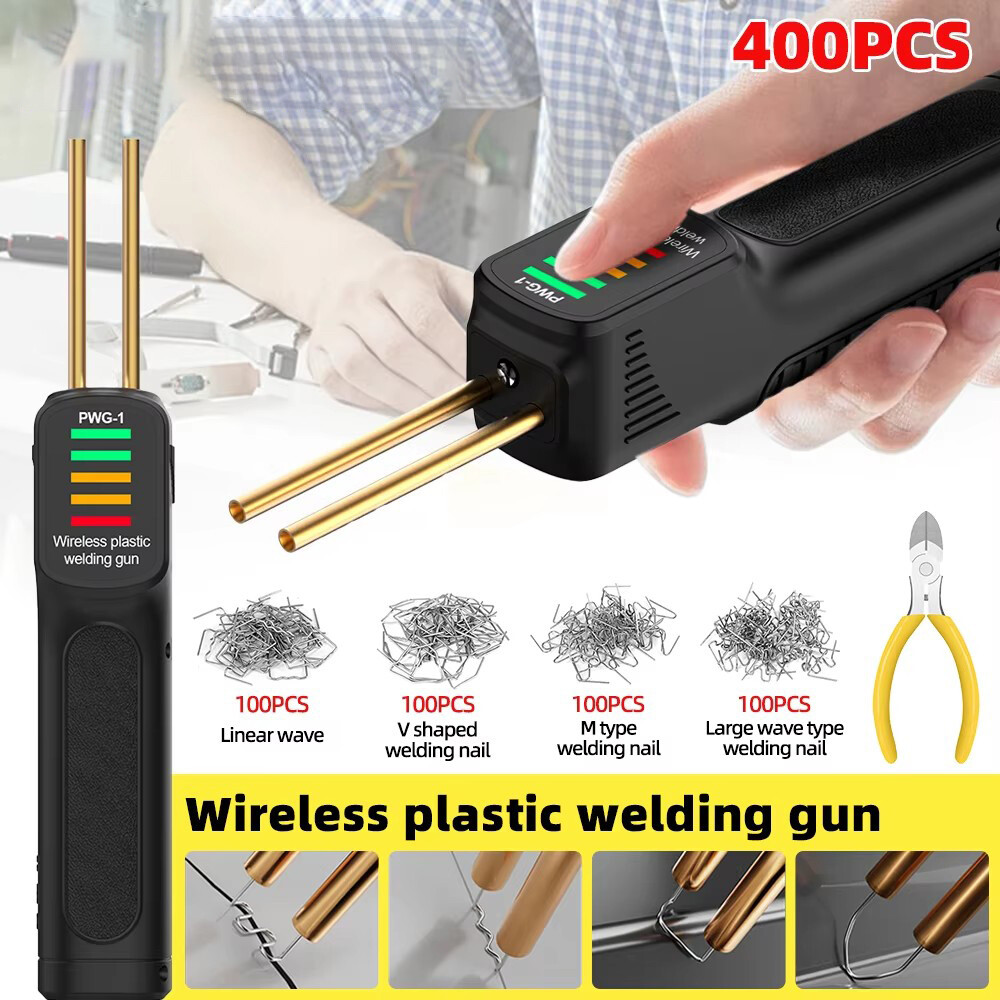 300W Car Bumper Fender Plastic Repair Kit with Hot Stapler Gun and 400 Staples-image