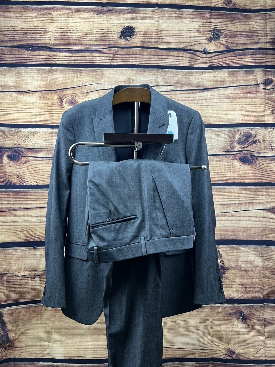 Theory Suit Light Gray Size 36R 32W 100% Wool 2 Piece Suit Double