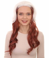 Womens Superhero Curly Long Wig, White  Brown TV/Movie Wigs, HW-3690A