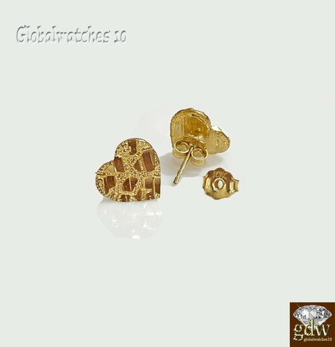 10k Gold Nugget Heart Earrings With 