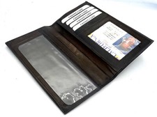 Genuine Leather Checkbook Cover Wallet Credit Card ID Organizer