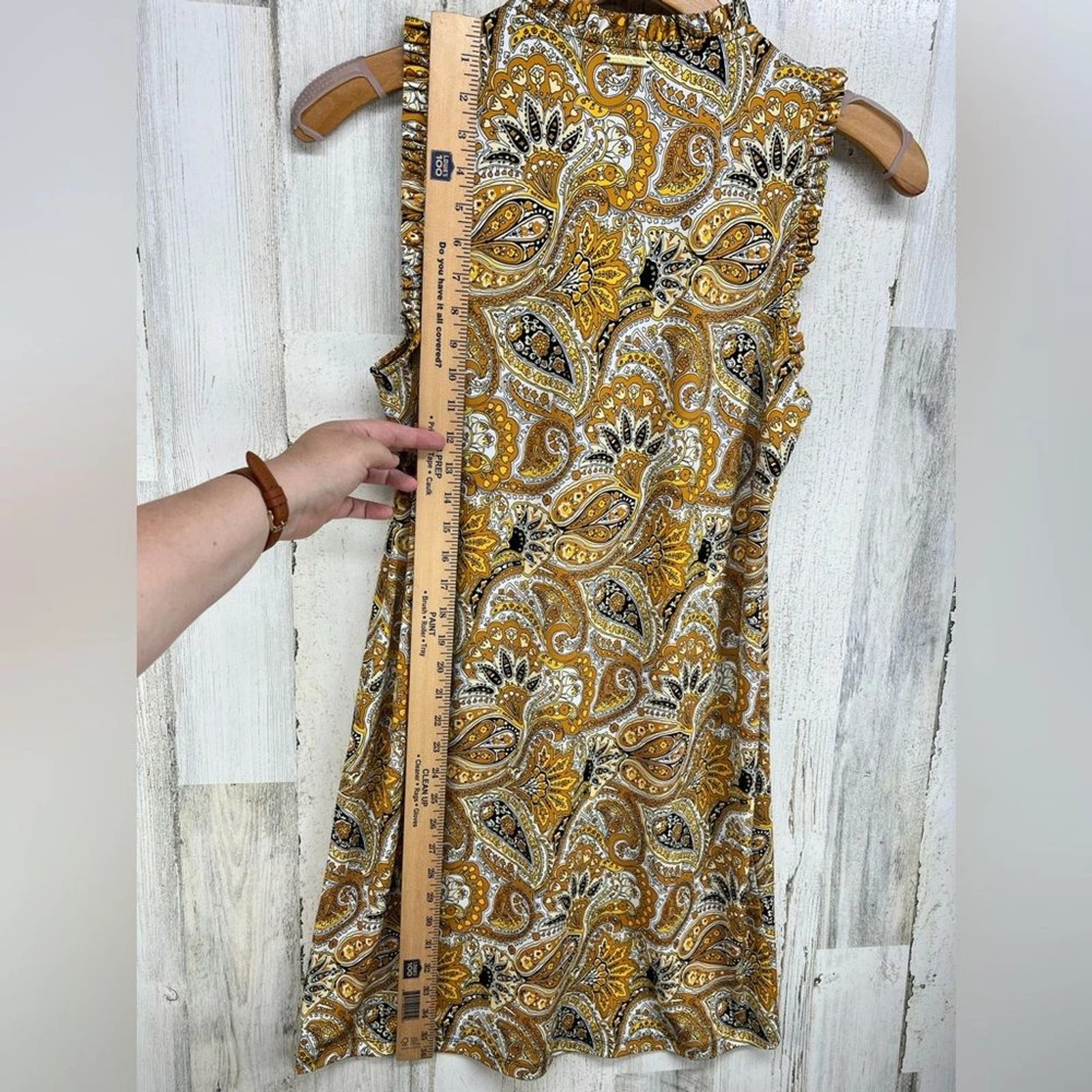 Abito Michael Kors V Surplus scollo calendula paisley senza maniche tubino medio