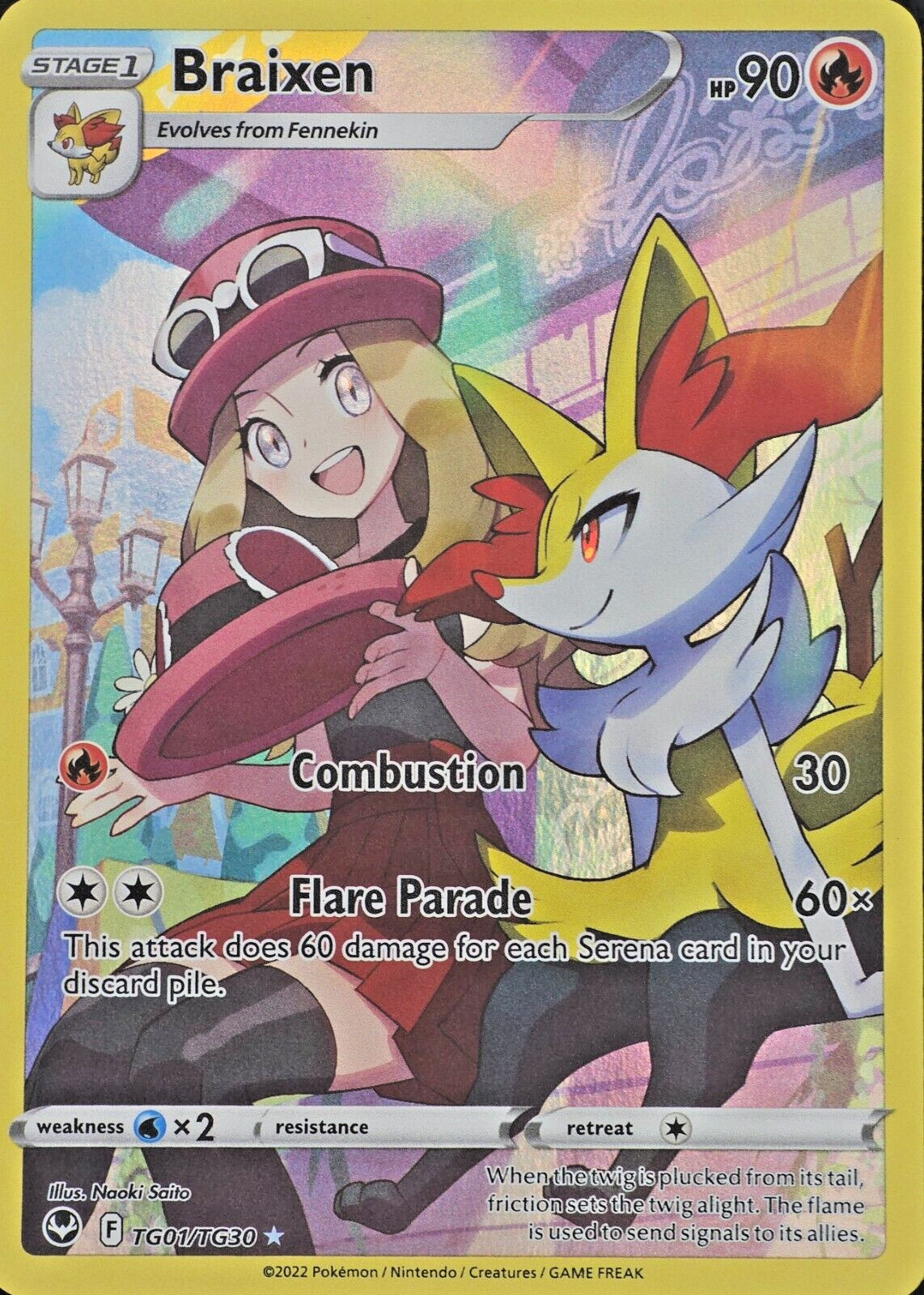 Braixen TG01/TG30 NM Silver Tempest Trainer Gallery Ultra Rare Pokemon Card