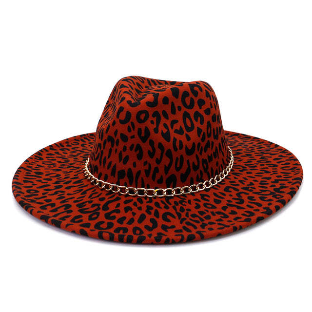 Leopard Print Fedora Hat - Black or Red Leopard fedora main image 4