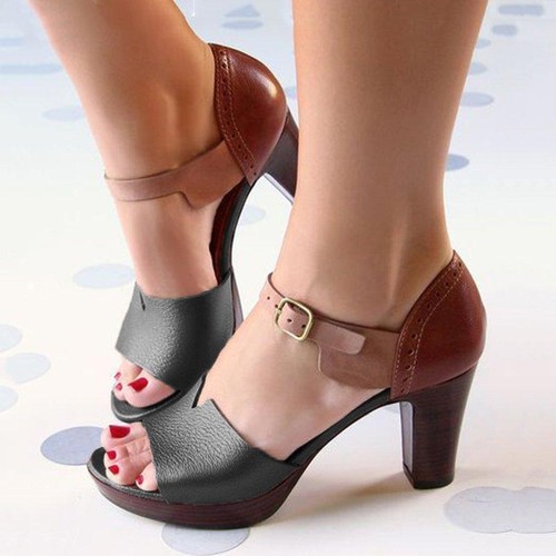 Women Sandals Chunky Heel Platform Ankle Strap High Heels Pumps Party Shoes - Photo 1 sur 13