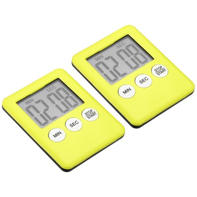 Digitale Zeitschaltuhr, 2 Stück kleine Countdown/UP Uhr mit Magnet, Küchentimer gelb