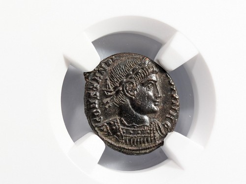 Constantine II Roman Empire BI Nummus NGC Ch AU Epfig Hoard Soldiers Standards - Picture 11 of 24