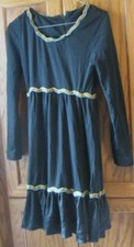 Vintage BETTY LANE ORIGINAL black embroidered Hippie Peasant dress size MISSING