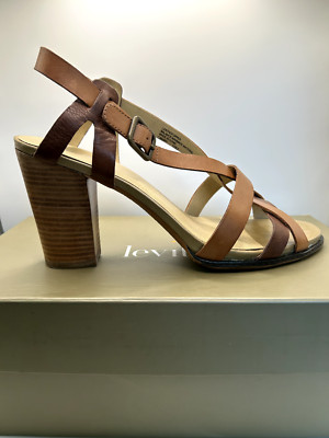 Women s Shoes Size 10M Leather LEVITY Sandals Straps Tan Block Heels Casual