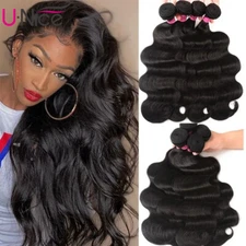 UNice Indian Body Wave Human Hair Extensions 4 Bundles Wavy Virgin Hair Weave US