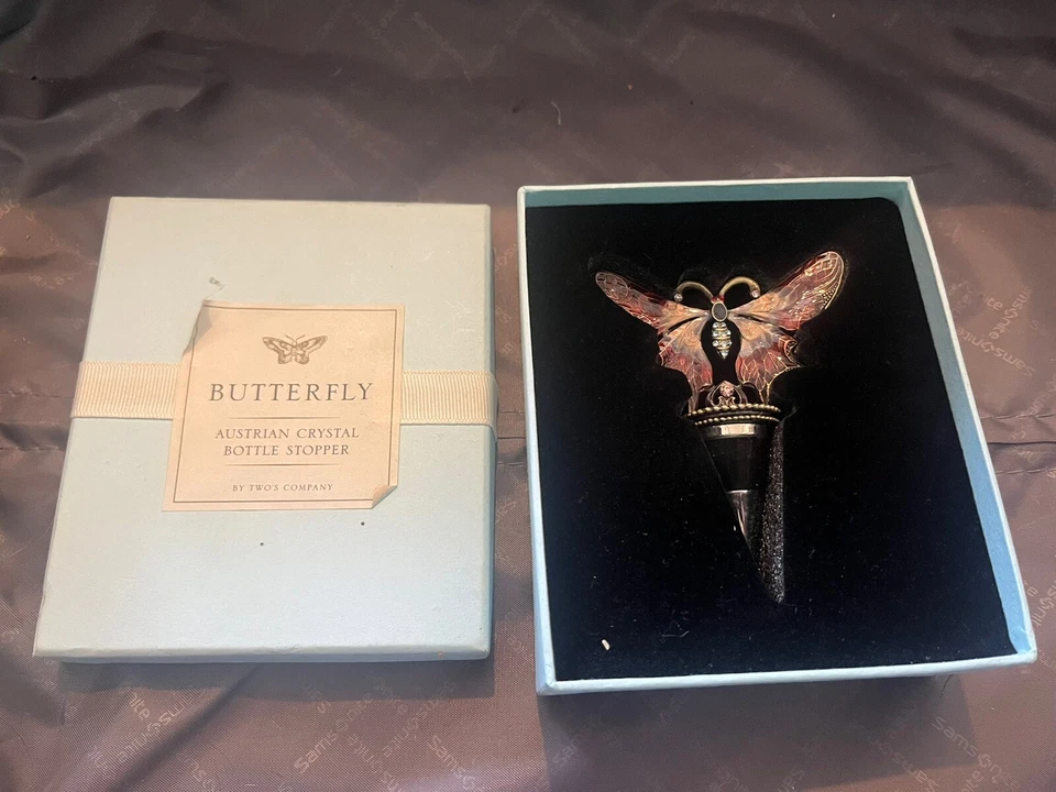 TAPÓN BOTELLA AUSTRIACO CRISTAL ESMALTE MARIPOSA Foto 2 de 3