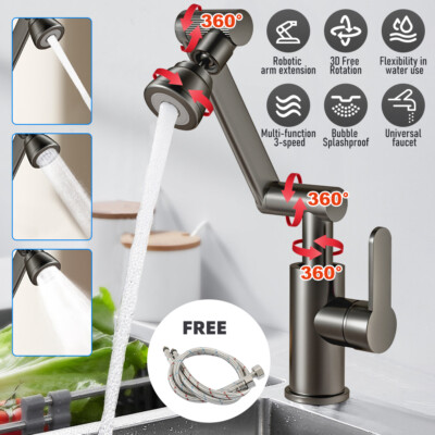 360° Swivel Faucet Kitchen Faucet with Big Angle Rotate Spray Dual Function