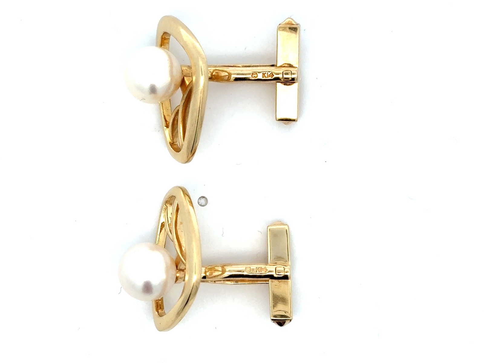 Mikimoto 14k Yellow Gold Pearl Cuff Links - image 8