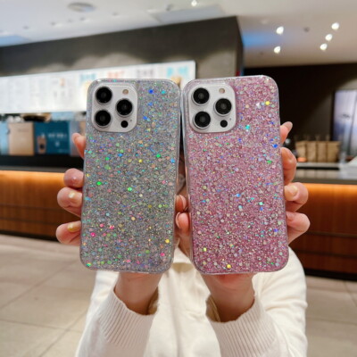 Handyhülle für iPhone 16 17 Pro Max 15 14 13 12 11 XR XS 8 Glitzer Silikon Cover