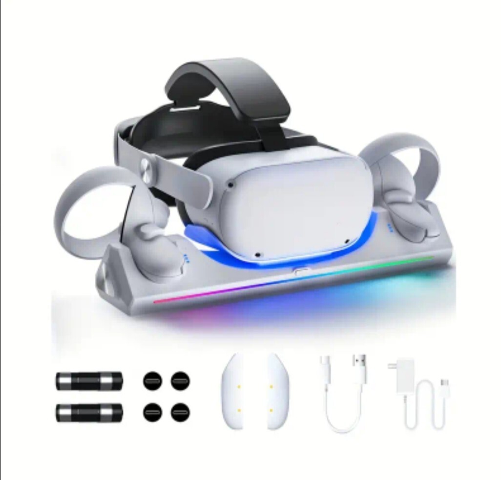 Meta Quest 2 RGB Charging Dock with Rechargeable Batteries-image