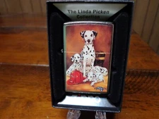 LINDA PICKEN 3 DALMATIONS DOGS FIREMAN HAT ZIPPO LIGHTER MINT IN BOX