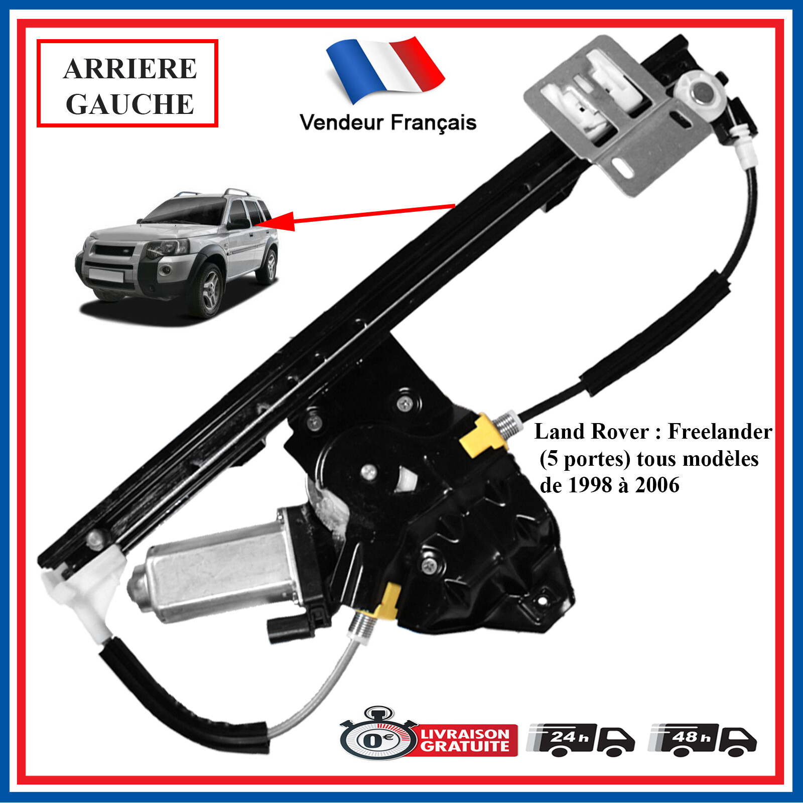 Moteur lève-vitre arrière gauche Freelander pour conducteur CVH101210