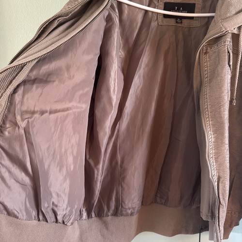LA COALITION Faux Leather Biker Jacket Sz XLarge Grey With Hoodie - Picture 10 of 14