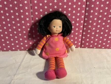 VTG. 2005 MINI COROLLE DOLL SOFT STRIPED CLOTH BODY VINYL FACE, 8 IN. WASHABLE