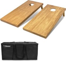 4 ft x 2 ft Regulation Size Wooden Cornhole Boards Set - Includes Carrying Case